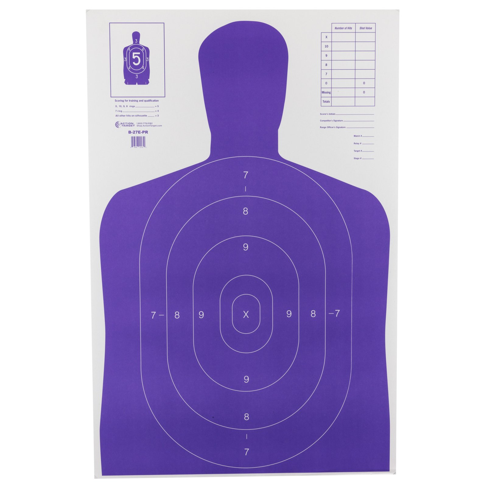 Buy Action Target B-27E-PR-100 High Visibility Target, Fluorescent Purple, 100 Pack online
