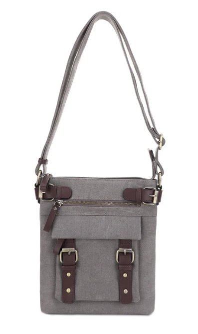 JESSIE & JAMES BAILEY CCW CANVAS CROSSBODY BAG 10.5 H X 9.25 W X 1.252D ( GRAY ) - JESSIE_JAMES