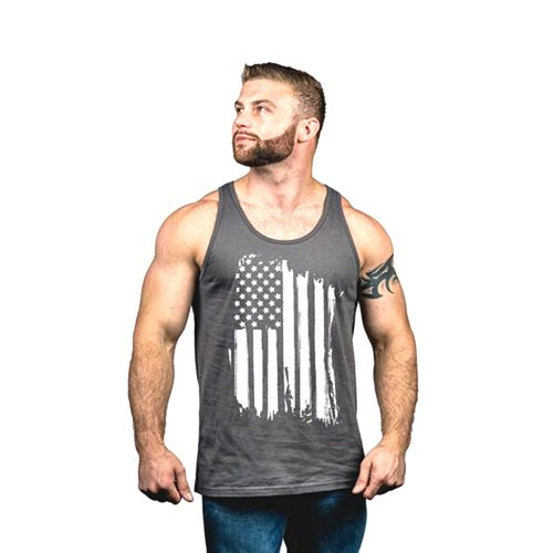 Nine LINE APPAREL AMERICA JERSEY TANK ASPHALT SMALL - NINE LINE APPAREL