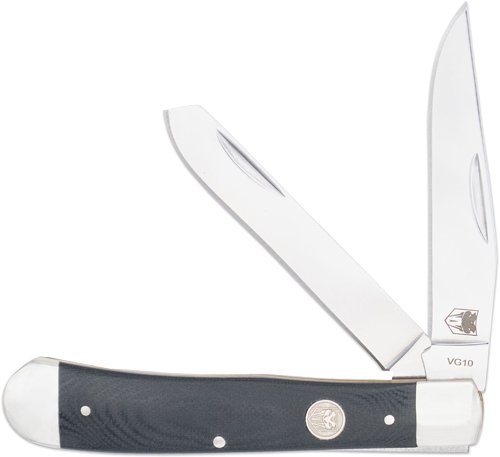 CobraTec CTTDTRPG10BLK Trapper Two Blade G-10 Black/SS Slip Joint - CobraTec Knives