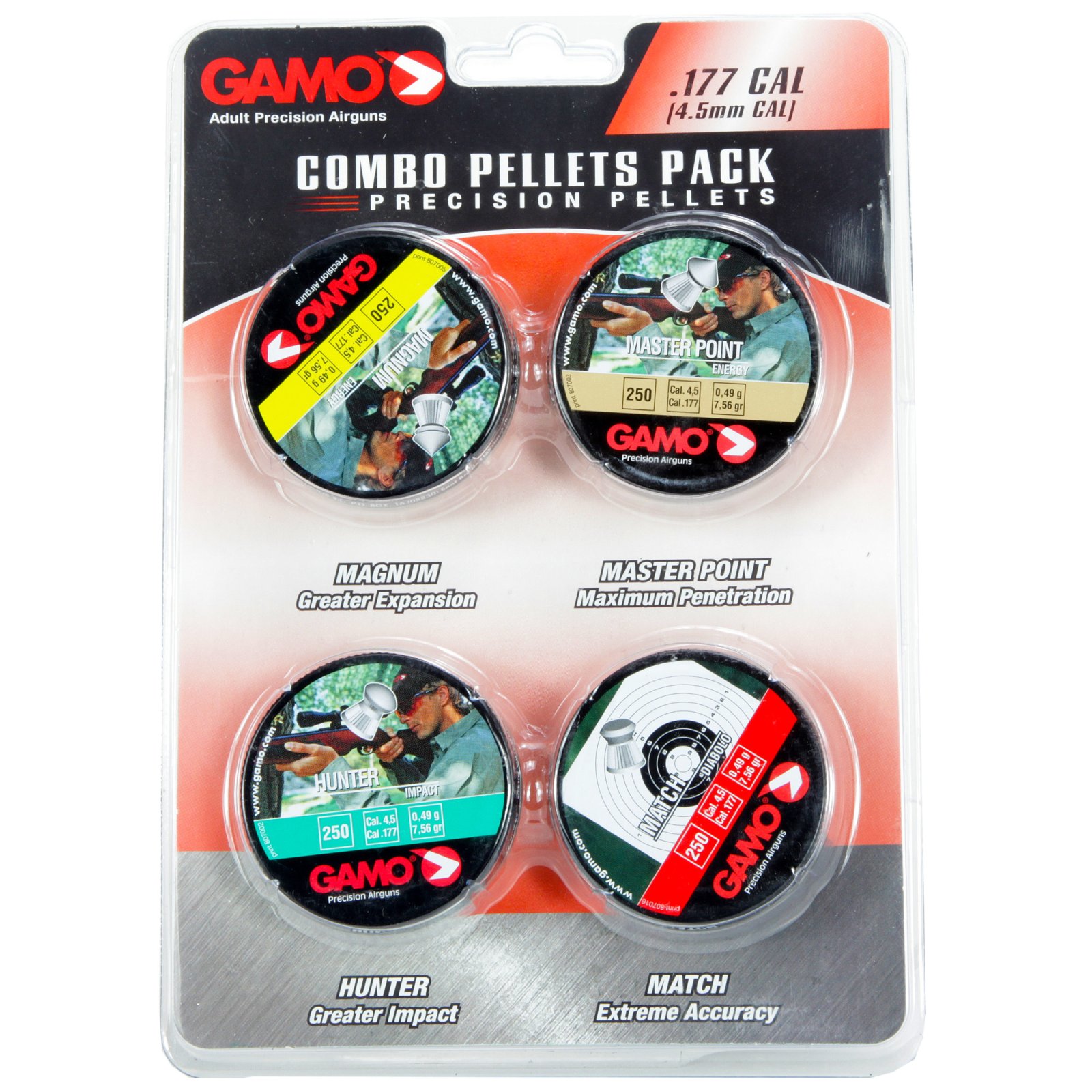 Gamo 632092954 Combo Assort .177 Cal Match Hunter Mag & MP Pellets