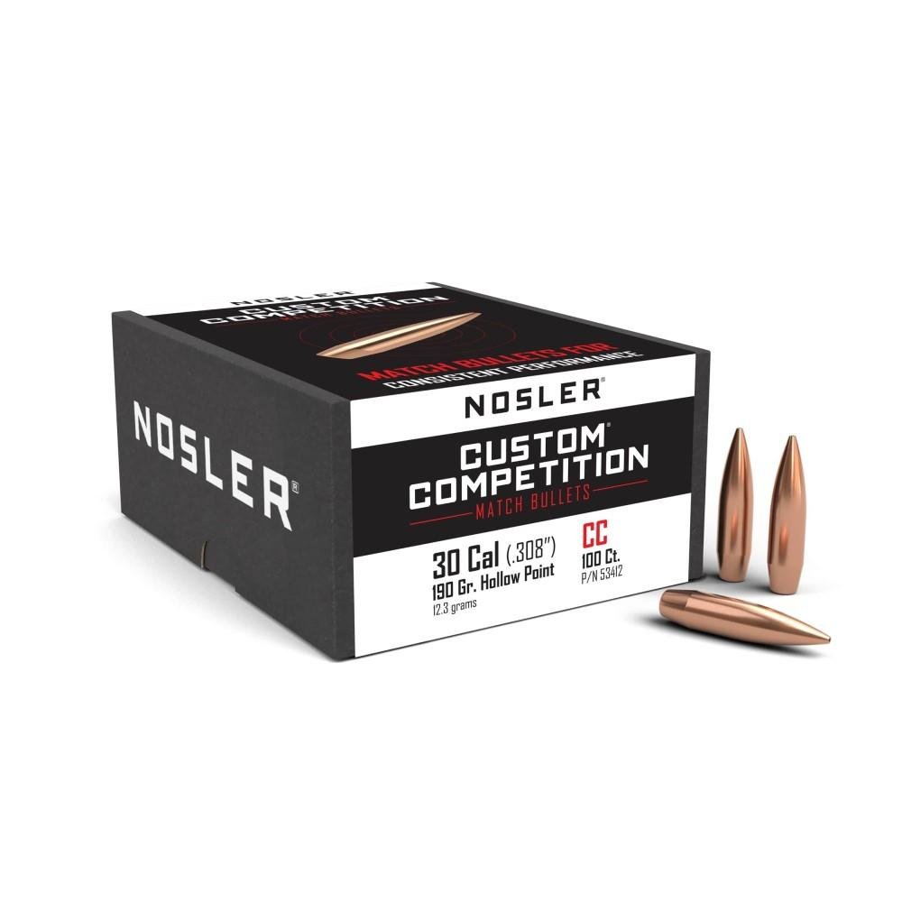 Nosler Custom Competition Bullets .30 Cal 190 Gr HPBT 100 Count - Nosler - 30 CALIBER