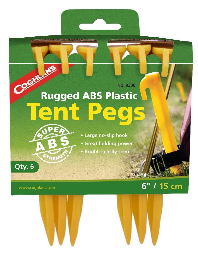 Buy Coghlans 2480 ABS Plastic Tent Pegs 6in No-Slip Hook 6-Pack online