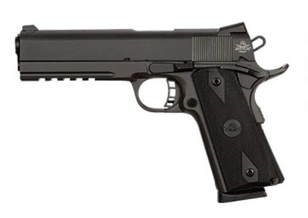 Rock Island TAC Standard FS 45 ACP 8-Round Pistol, Black Parkerized, 5" Rifled Barrel, Full Tactical Rail, Low-Profile Rear Sight, Skeletonized Hammer & Trigger, Polymer Checkered Grips - Rock Island Armory - 45 ACP