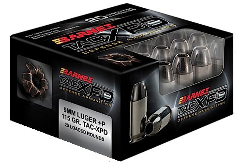 Barnes TAC-XPD 9mm Luger +P 115 Grain 20 Rounds Brass Case - Barnes Bullets - 9 mm Luger