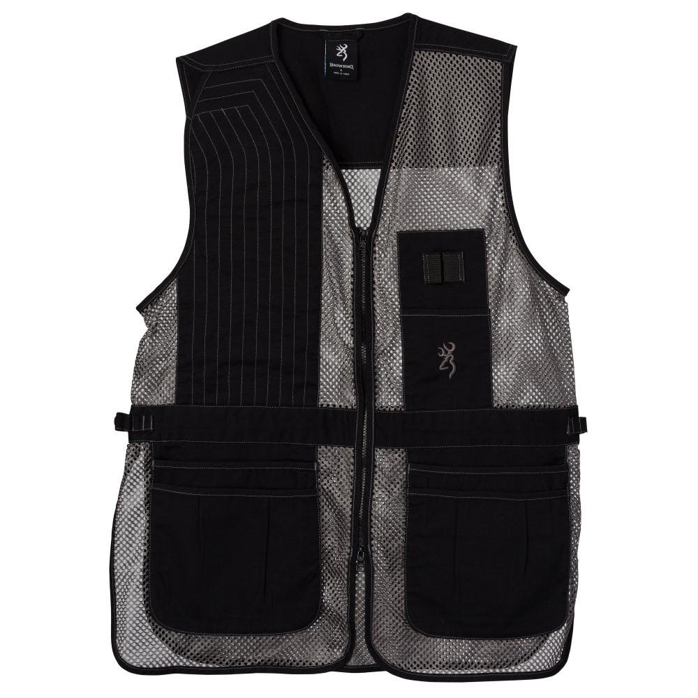 Browning Trapper Creek Mesh Shooting Vest Grey Large 4 Oz Cotton Twill
