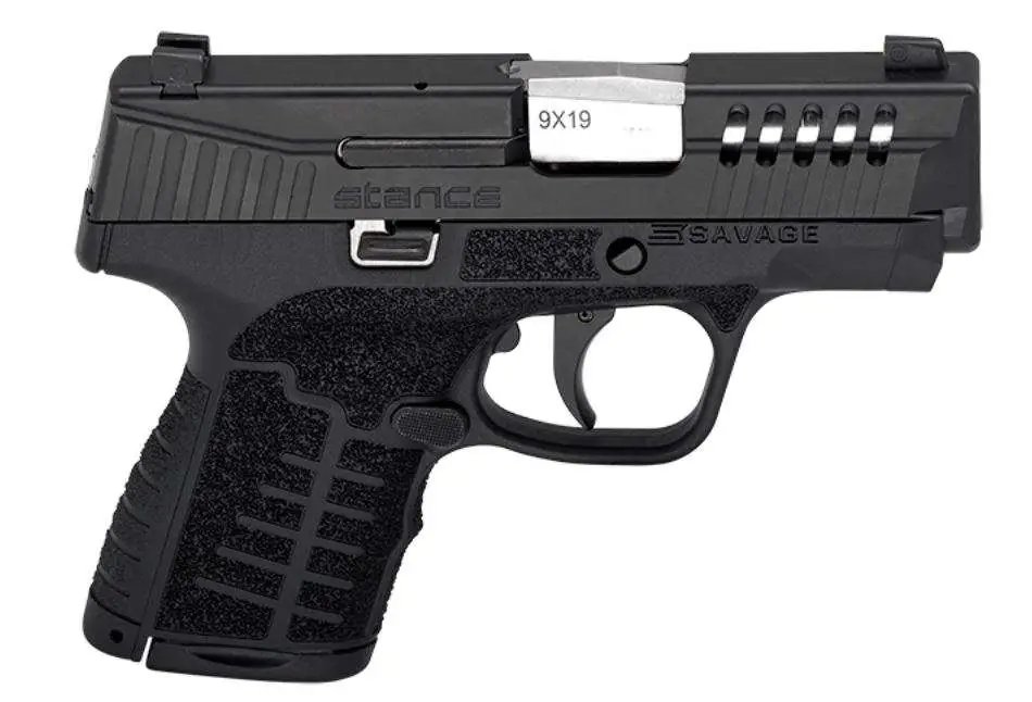 Savage Arms 67003 Stance 9mm Luger 3.20" 7+1,8+1 Overall Black Finish with Nitride Stainless Steel Ported Slide, Textured Interchangeable Backstraps Grip & TruGlo Night Sights
