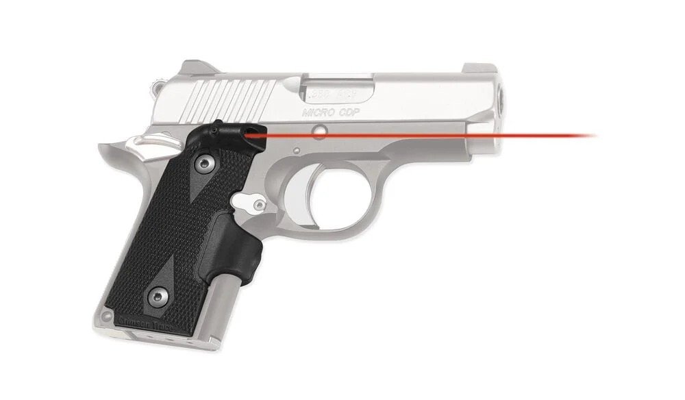 Crimson Trace 01-3240-1 Laser Grip Kimber Micro 380 Rubber Overmold Wrap Around Front Activation Black Rubber LG-478 | RED LASER