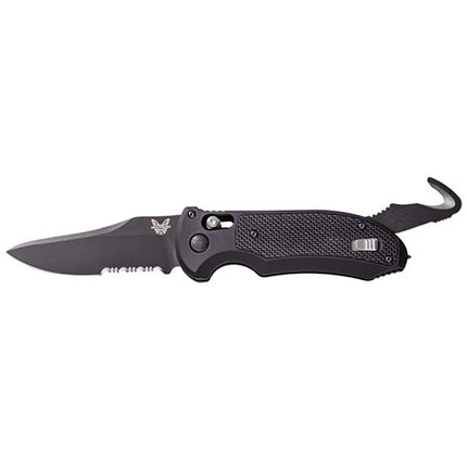 Benchmade Auto Triage Folding Knife - 9170SBK, ComboEdge, BK1 Coated Blade, Black Aluminum Handle