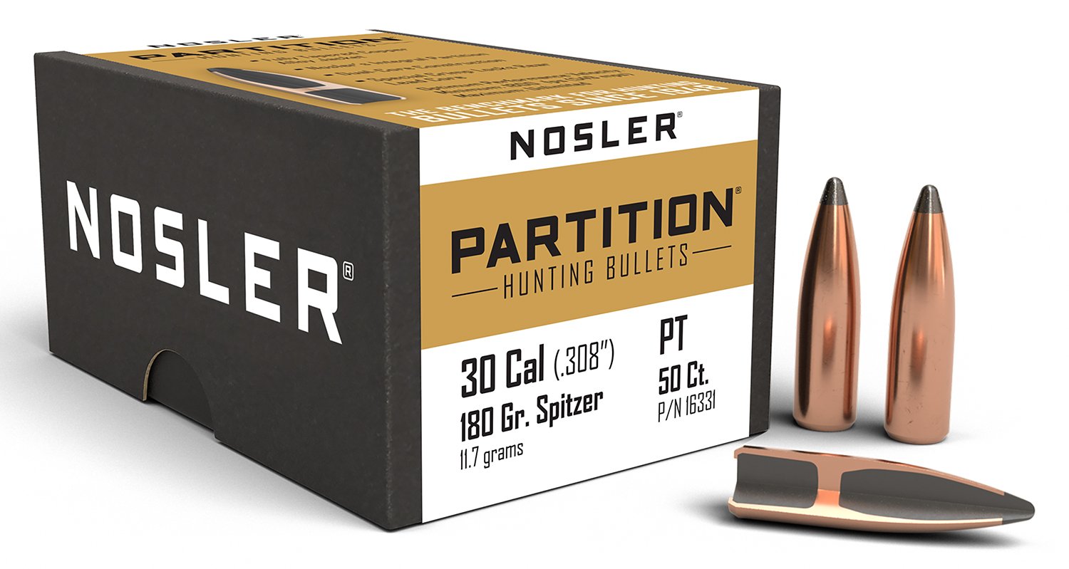 Nosler 16331 Partition Hunting 30 Cal .308 180 gr Spitzer 50 Per Box - Nosler - 30 Caliber