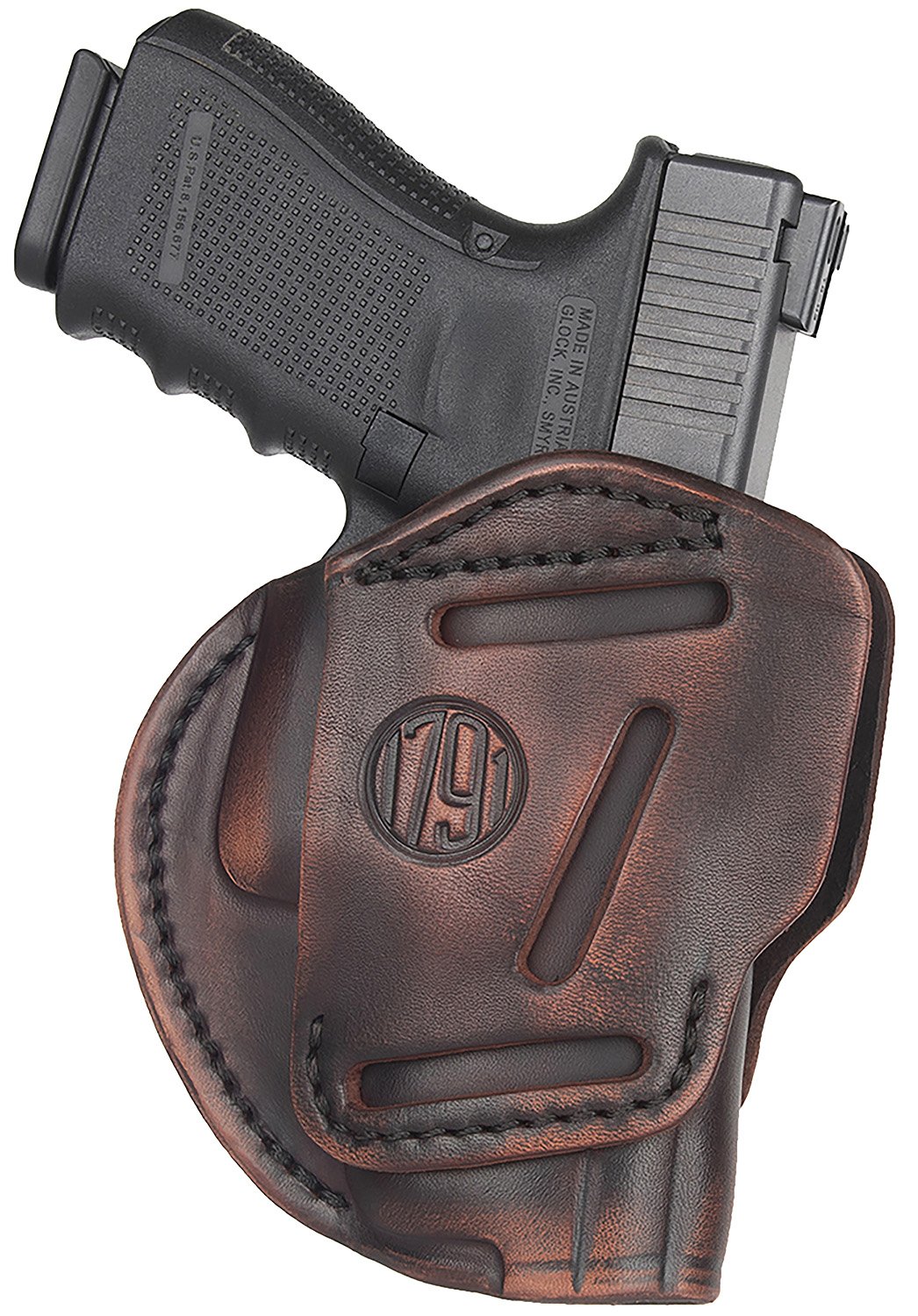 1791 Gunleather 3WH3VTGA 3-Way Leather Holster Ambidextrous Vintage Brown - 1791 Gunleather - VINTAGE