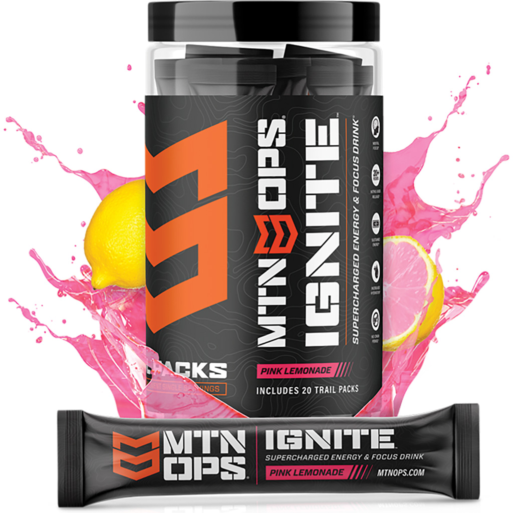 MTN OPS 1104400320 Ignite Pink Lemonade Trail Packs 20ct Energy Boost - MTN OPS