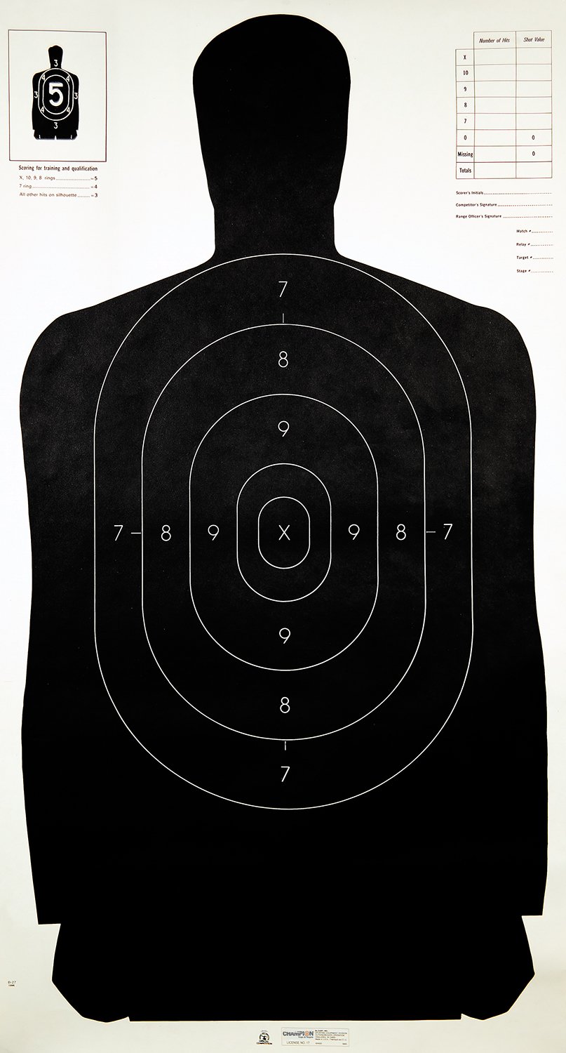 Champion Targets 40727 LE Police Silhouette B-27 Hanging Black/White 100 Per Pkg