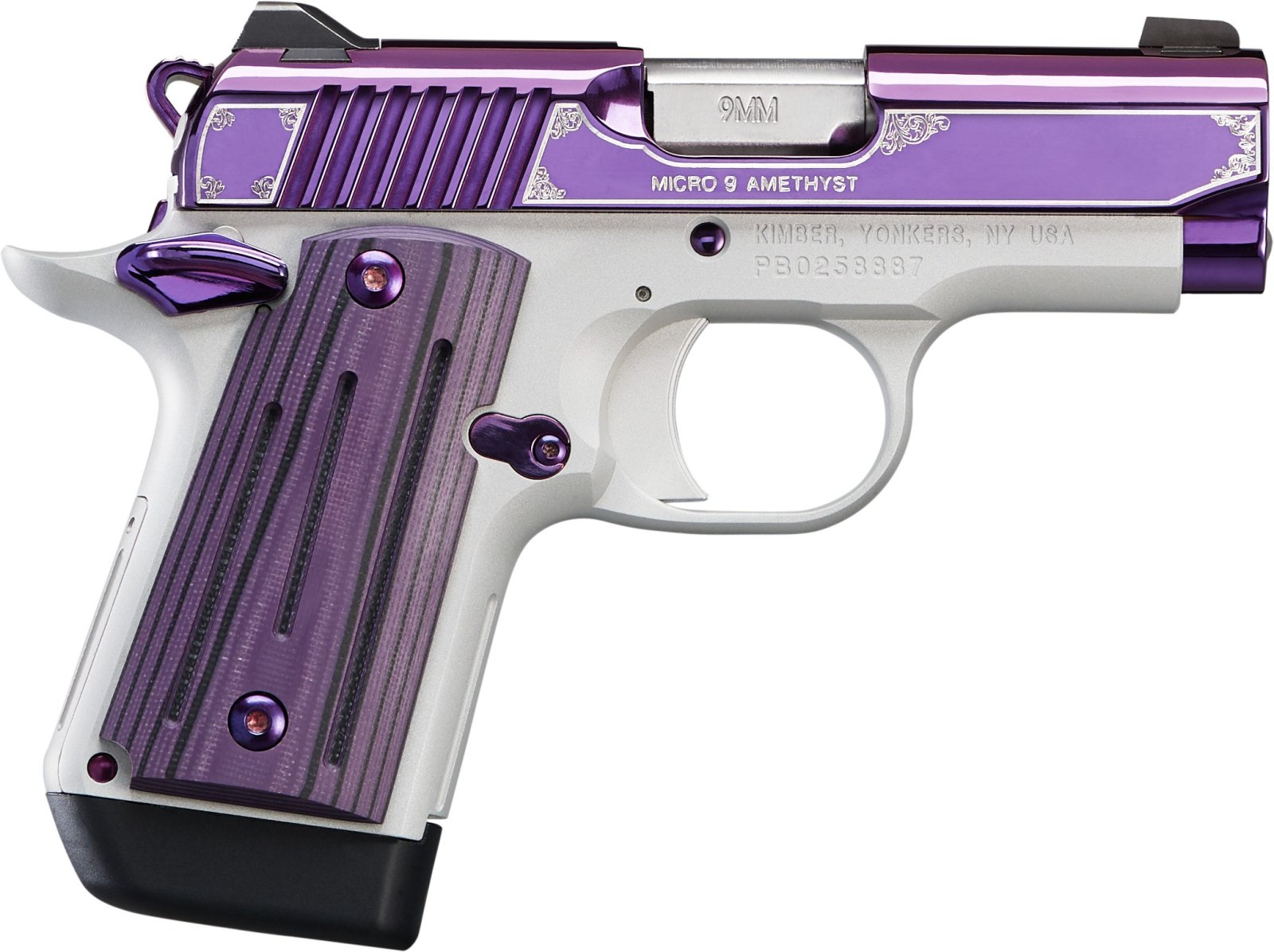 Kimber Micro 9 Amethyst 2-Tone Pistol, Purple PVD Finish, Night Sights - Kimber Manufacturing, Inc. - 9mm