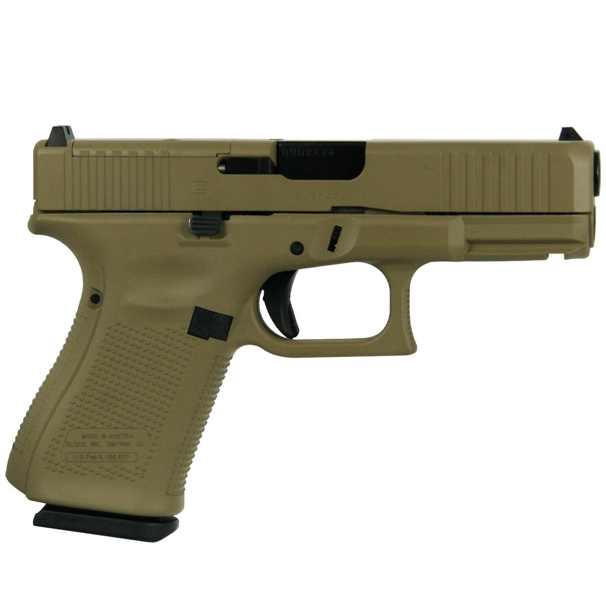 Glock PA195S203MOS 19 Gen 5 FDE 9mm Handgun, 15rd, 4.02" Barrel, MOS