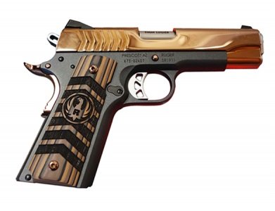 Ruger SR1911 Rose Gold TALO Edition 9mm Pistol: Black Nitride Finish, Chevron Logo Grips, 4.25" Barrel, 9+1 Capacity, Single Action