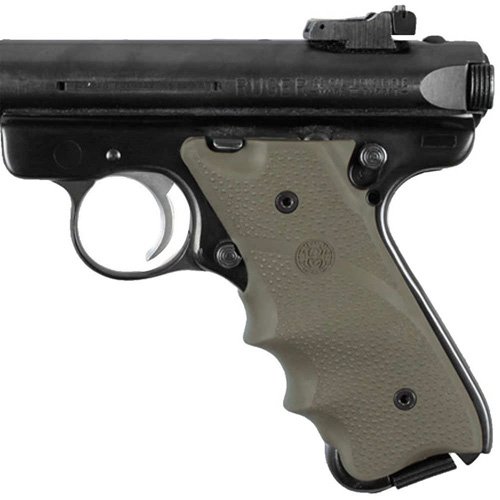 Hogue Rubber Grip for Ruger MK II/III with Finger Grooves in OD Green - Hogue