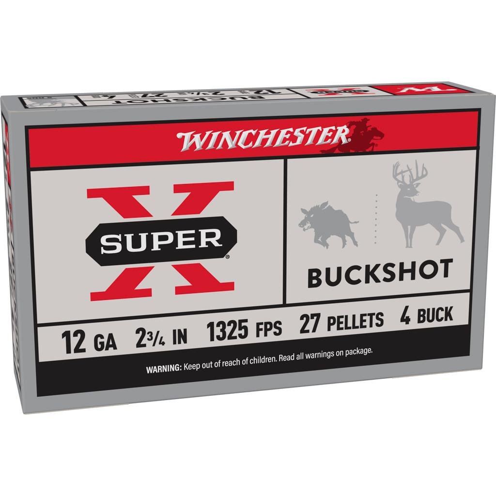 12 Ga Lead-4 Buck 27 Pellets 2-3/4" 5 Rds Winchester Shotgun Ammo - Winchester - 12 Gauge