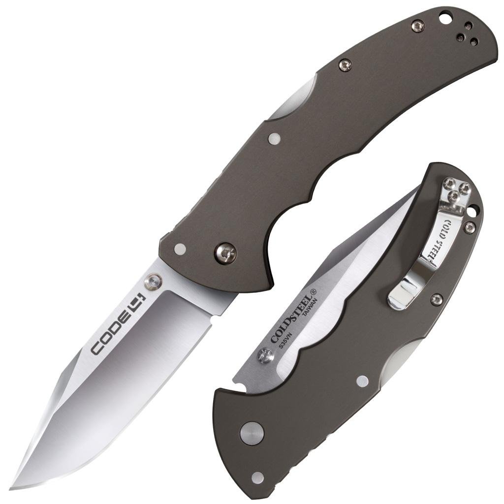 Cold Steel CS58PC Code 4 3.5" S35VN Blade Gun Metal Gray Handle Knife