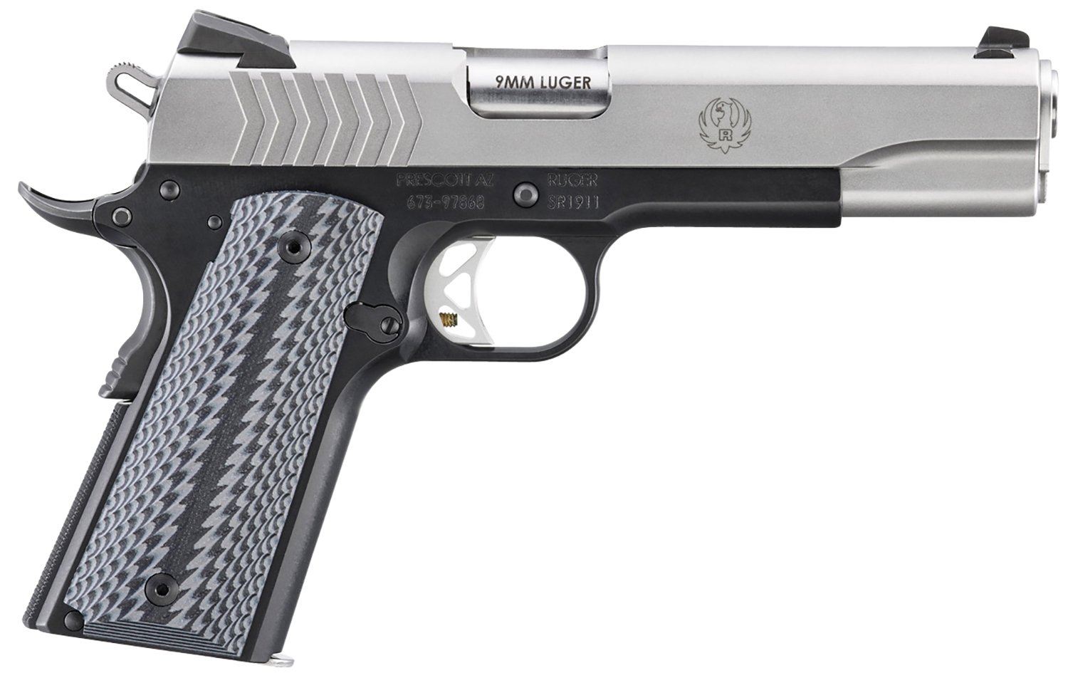 Ruger 6794 SR1911 9MM 5" 2-Tone Stainless Slide Black Frame G10 Grips - Ruger - 9mm