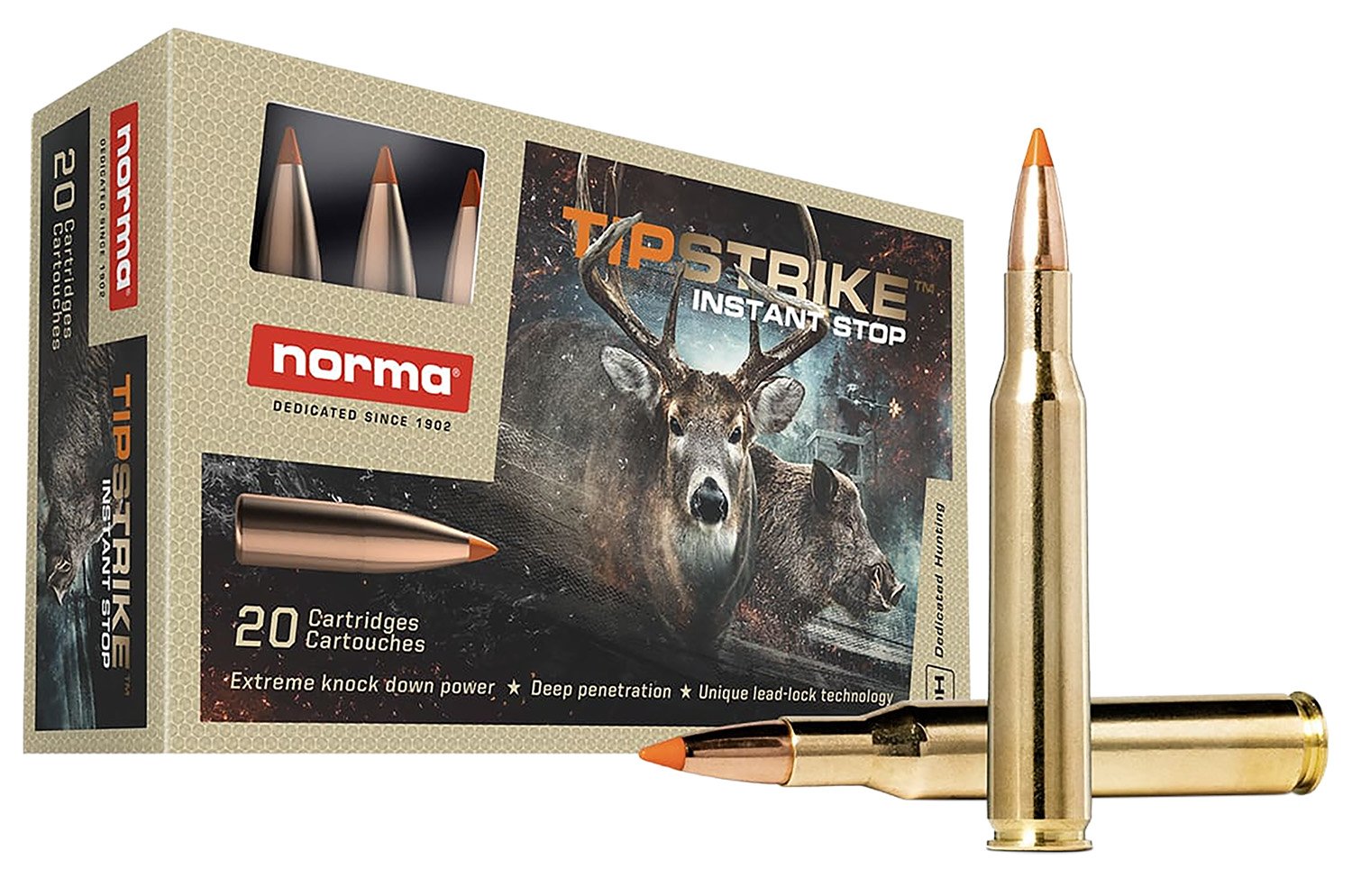 Norma 20169292 Tipstrike .270 Win 140gr Polymer Tip Hunting Ammo 20 Rds - Norma - POLYMER TIP