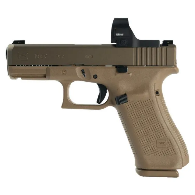 Glock V-Series Model 19 Handgun 9mm Luger 15rd Magazines (3) 4.02 Barrel FDE Viridian RFX35 Green Dot US Made - Glock - 9mm