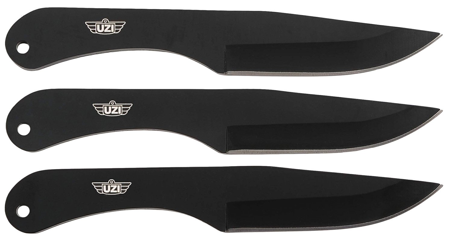 UZI Throwing Knives IV, 8.25" Stainless Steel Blades, Leather Pouch