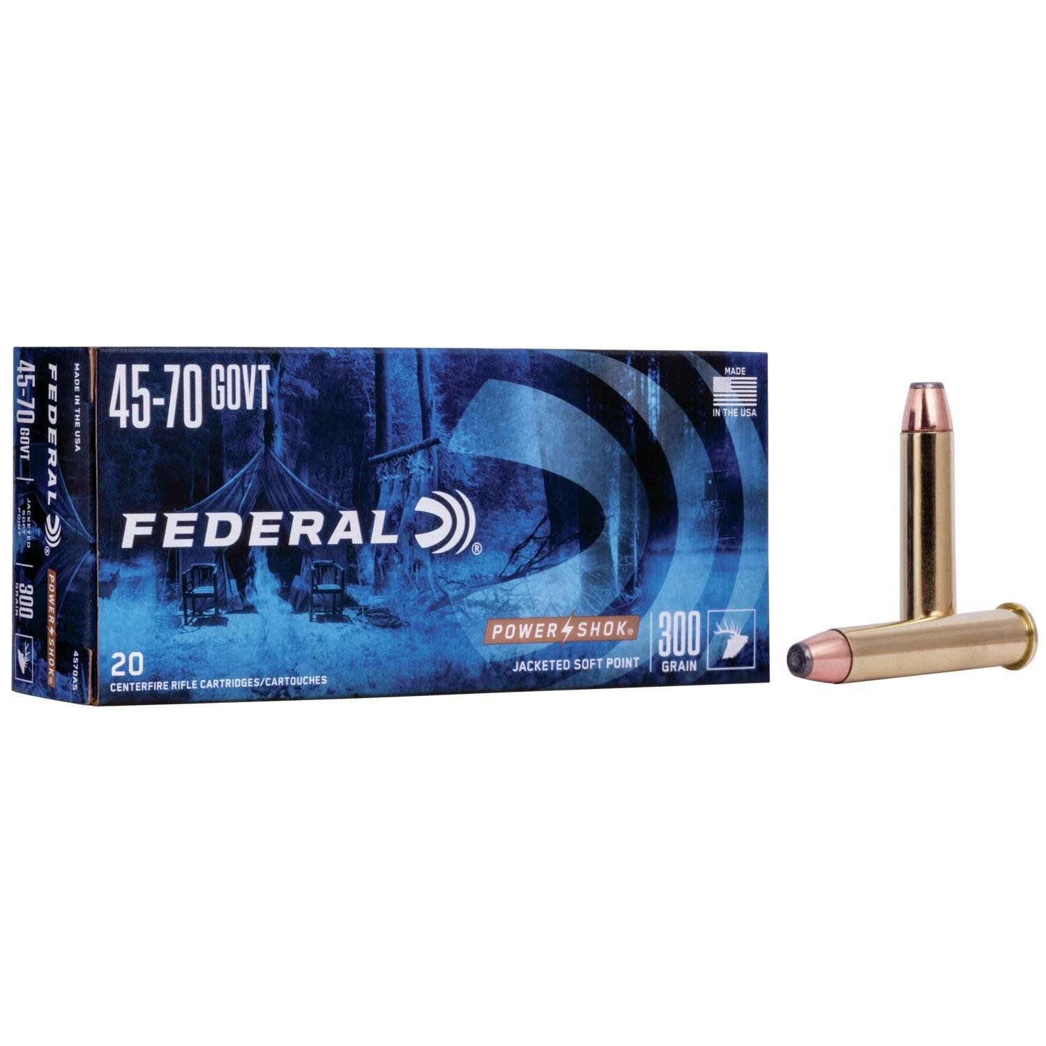 Federal 4570AS 45-70 Government 300 Grain Jacketed Soft Point 20 Rounds - Federal Premium Ammunition - JACKETED SOFT POINT