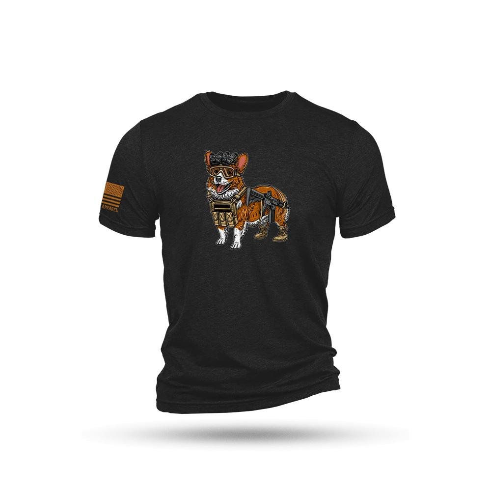 Nine Line Tactical Corgi Short Sleeve Shirt Charcoal Black Triblend 2XL - Nine Line Apparel