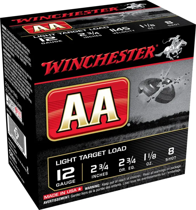 Winchester AA128VP AA Light Target 12 Gauge 2.75" 1 1/8 oz 1145 fps 8 Shot - Winchester - 12 Gauge