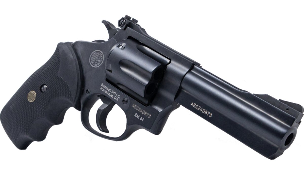 Rossi 2RM641 RM64 Revolver, Black Steel, .357 Magnum, 4-Inch Barrel, 6-Round Capacity, Textured Rubber Grip - ROSSI - 357 Magnum | 38 Special