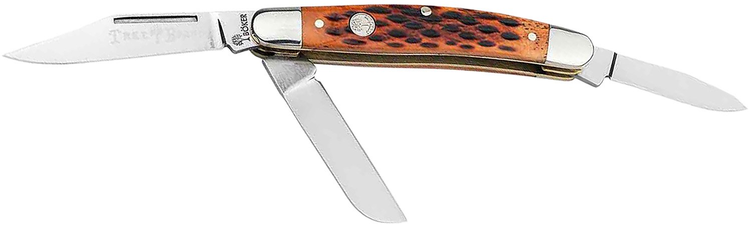Boker 110852 Stockman D2 Steel Clip/Sheepsfoot/Spey Brown Bone Handle - Boker - CLIP POINT/SHEEPSFOOT/SPEY