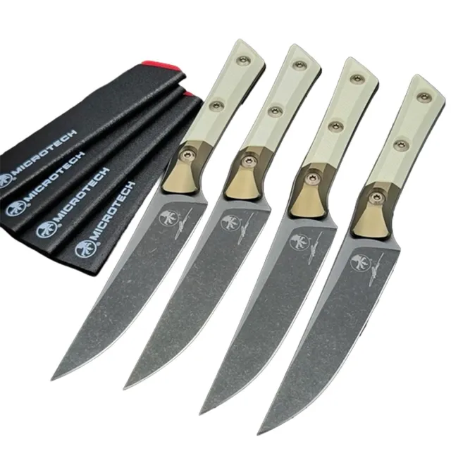 Microtech 3600B-1SETDLCIVS 4.5 In Steak Knife Set DLC Ivory G-10 Handle