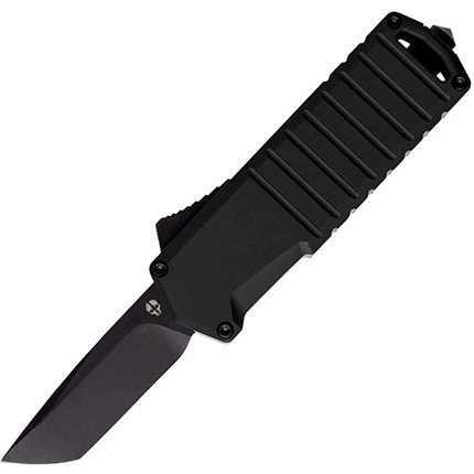 A2 Badger A2ST6BKD2BK2A1 OTF Knife Black Tanto Fine Edge Aluminum Handle