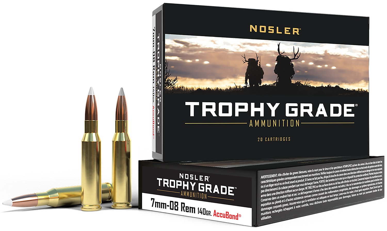 Nosler Trophy Grade Rifle Ammunition 7mm-08 Rem. 140 gr. AB SP 20 rd.