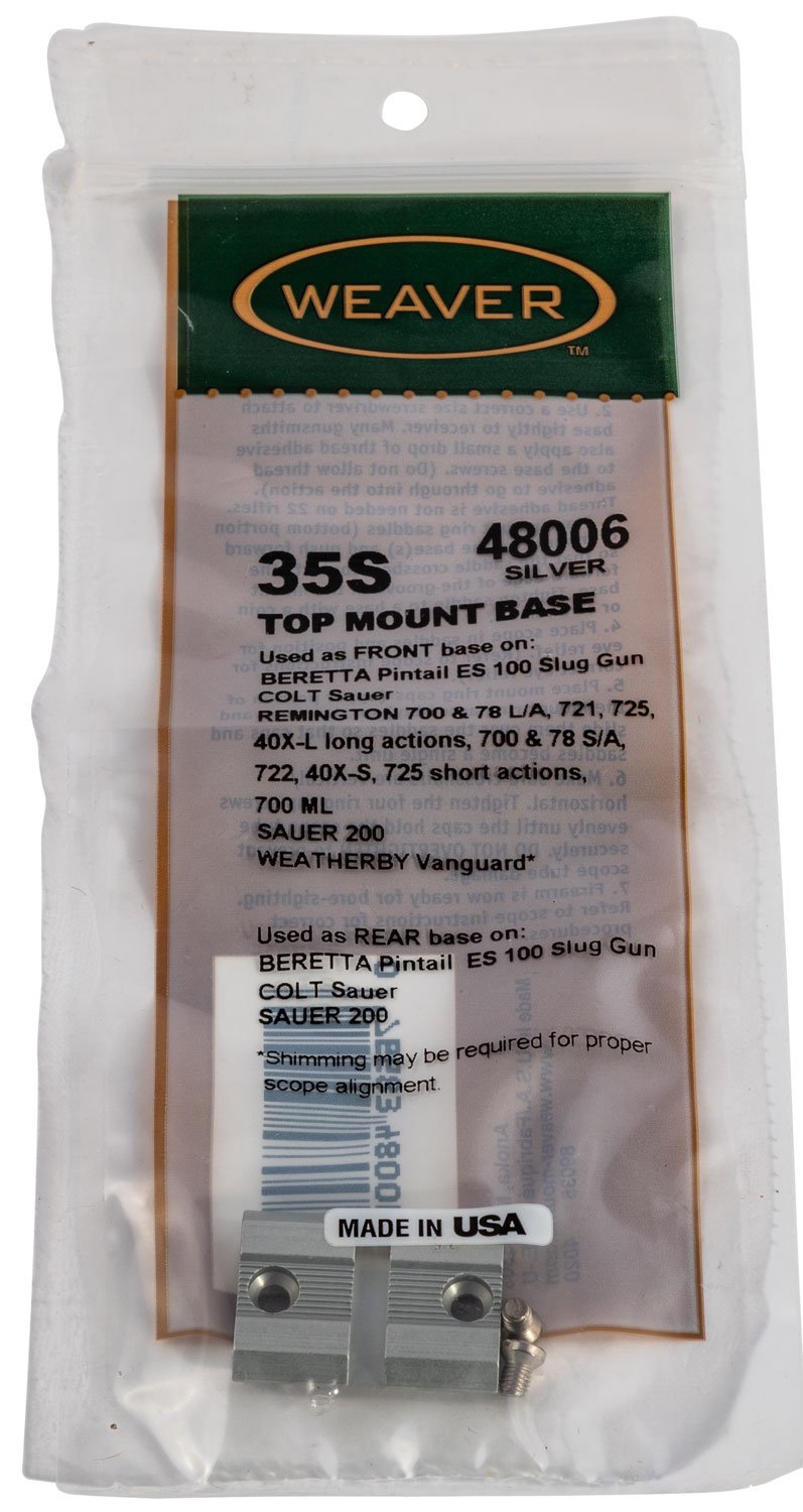 Weaver 48006 Top Mount Base Aluminum Silver for Remington Ruger Weatherby - Weaver - TOP MOUNT BASE