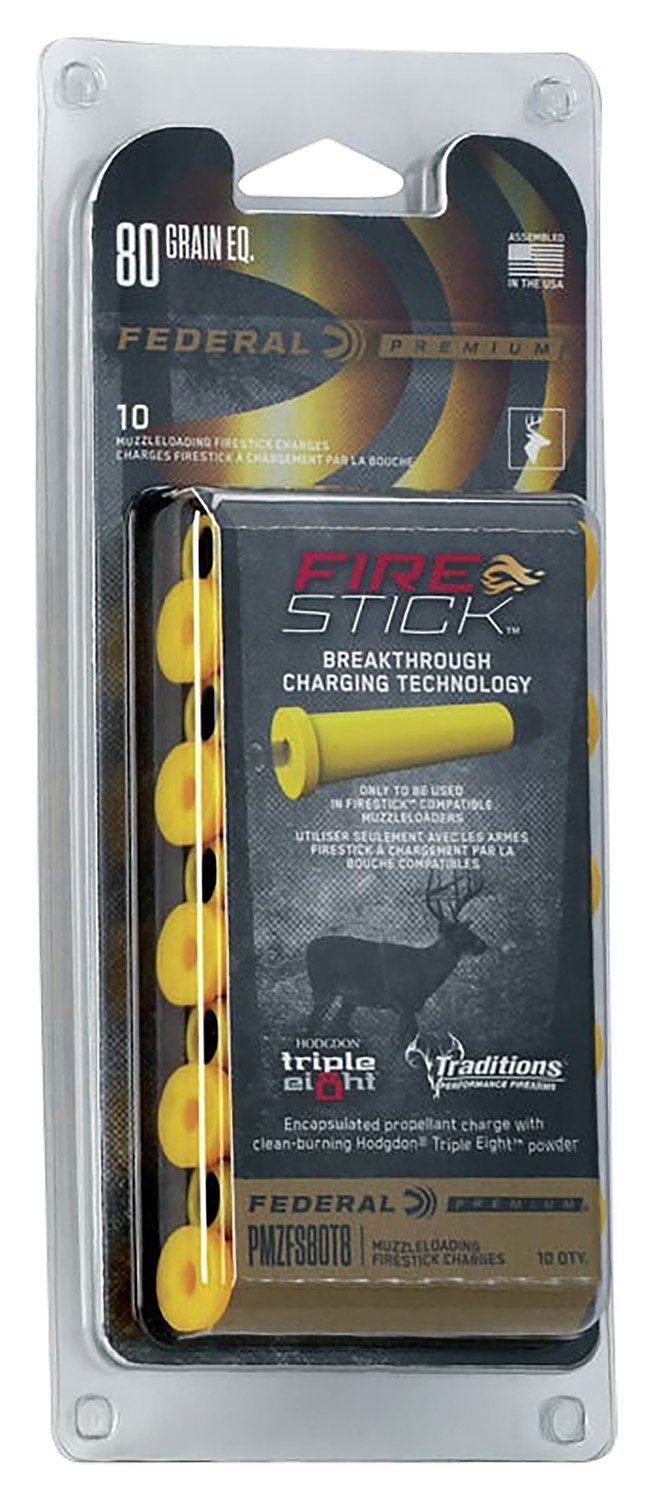 Federal Premium FireStick PMZFS80T8 - 50 Cal Muzzleloader, 80gr, Moisture-Proof, 10-Pack, Orange