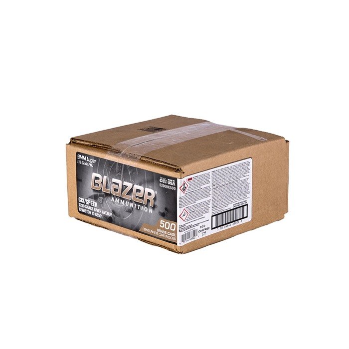 CCI 5200BK500 Blazer Brass 9mm 115gr FMJ 500rd Box