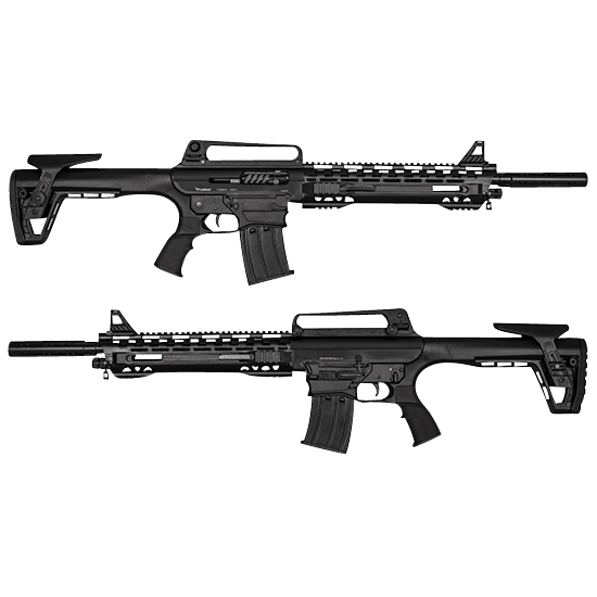 SDS Radikal MKX 12GA Semi-Auto Shotgun: Black Finish, Angled Pistol Grip, 19" Barrel, 5-Round Capacity, 2 Magazines, Choke Kit Included