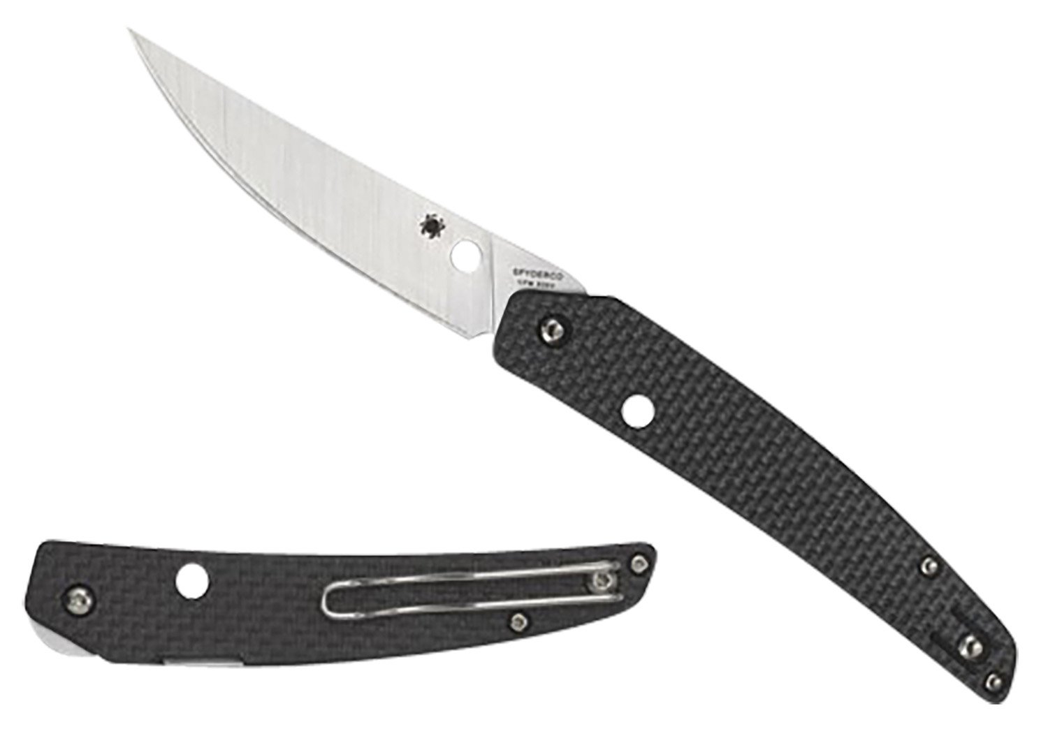 Spyderco C242CFP Ikuchi 3.26" S30V Carbon Fiber Wheel Flipper Knife - Spyderco