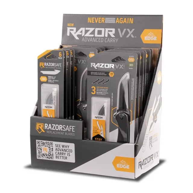Outdoor Edge Razor VX PDQ Knife Display 9/ct - Outdoor Edge