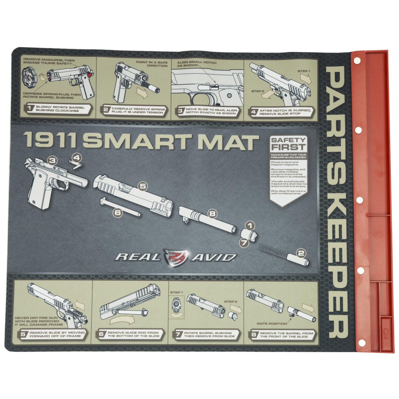 Real Avid AV1911SM 1911 Smart Mat 19"x16" Black/Red with Parts Tray