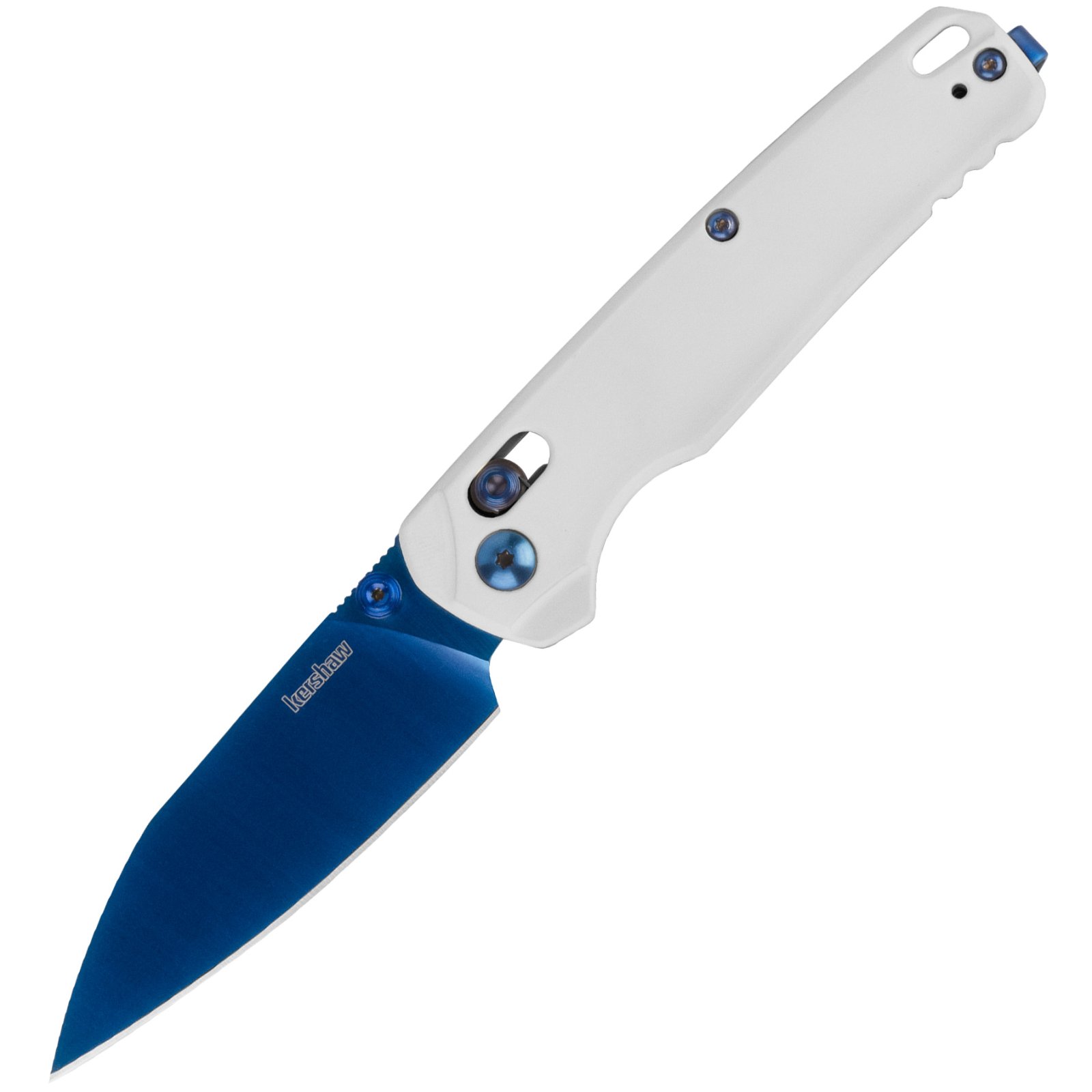KERSHAW BEL AIR WAMPA WHITE HANDLE BLUE BLADE MGE Exclusive