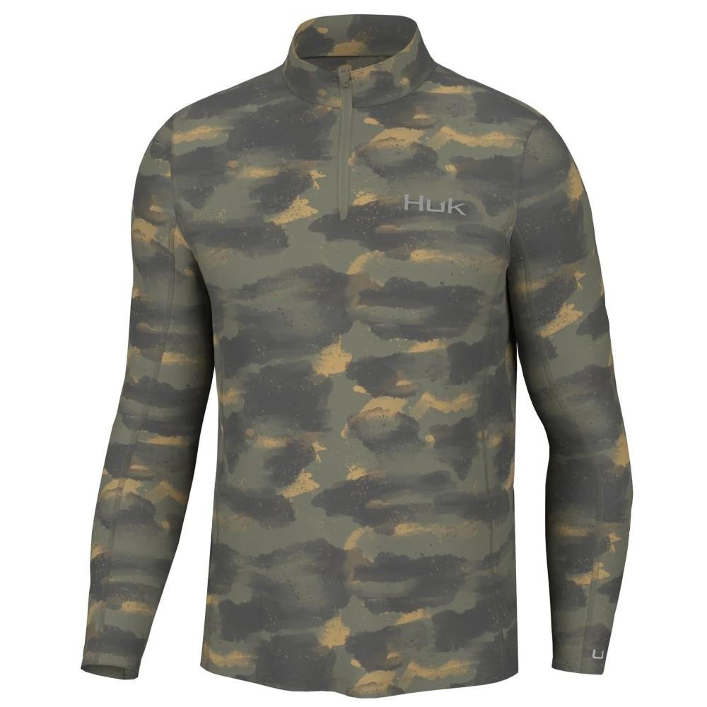 Huk Camden Coldfront Long Sleeve Shirt M 100% Polyester Moss