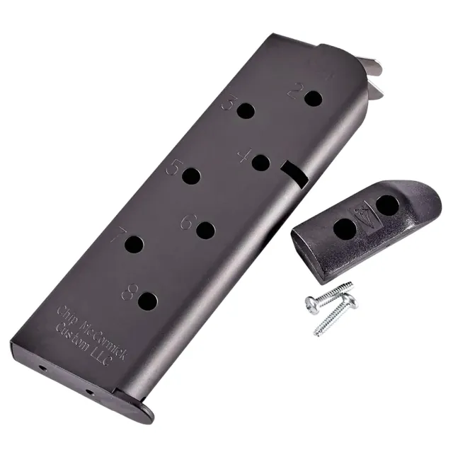 CMC Match Grade 1911 45ACP 8-Round Magazine - Black Pad, Stainless Steel - Chip McCormick - 8RD
