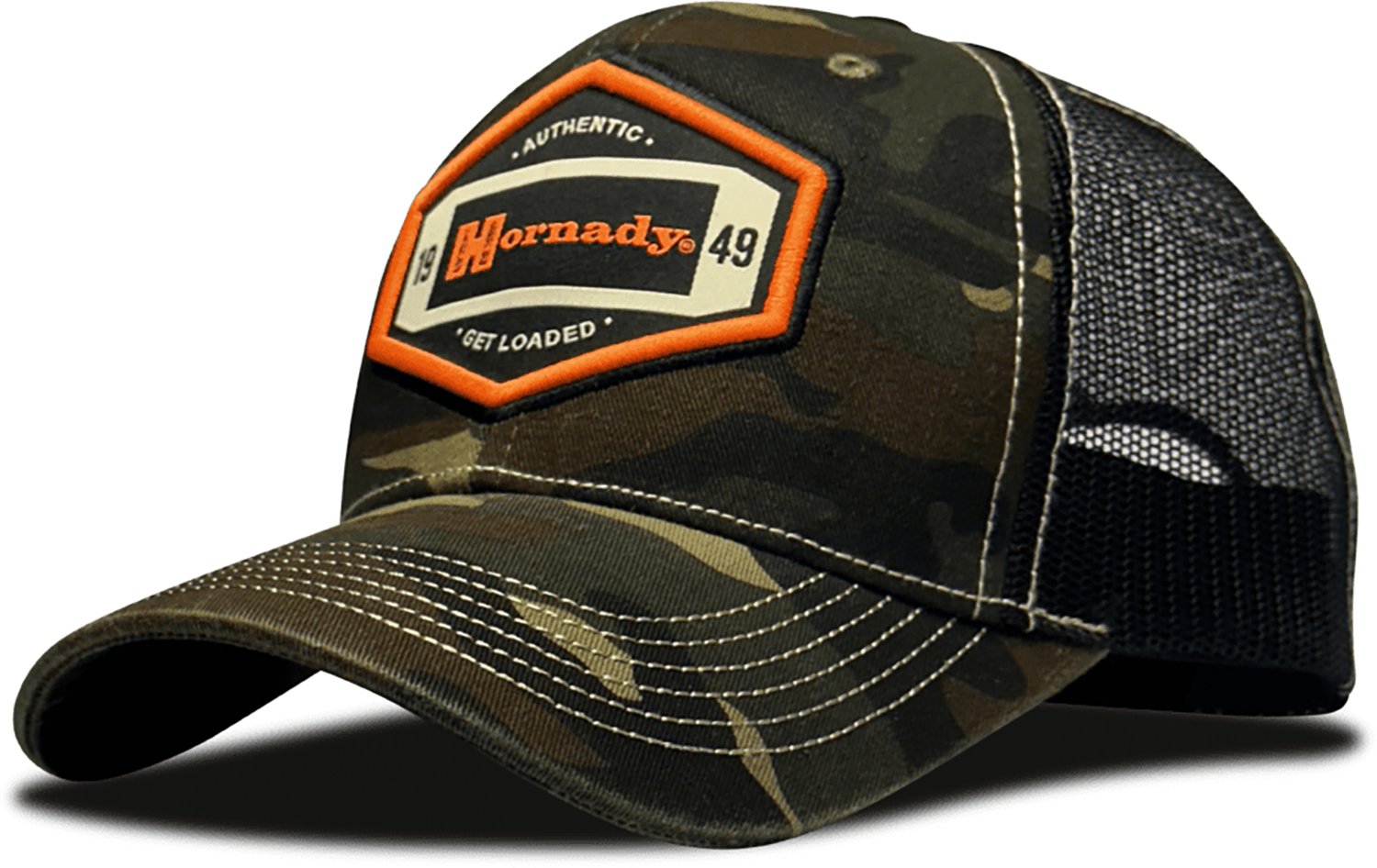 Hornady 32830 Camo Trucker Hat Adjustable Snapback Curved Bill - HDESIGN - TRUCKER