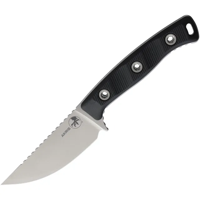 Microtech 95-10BK-3 Akris 3.7 In Stonewash Black G-10 Handle