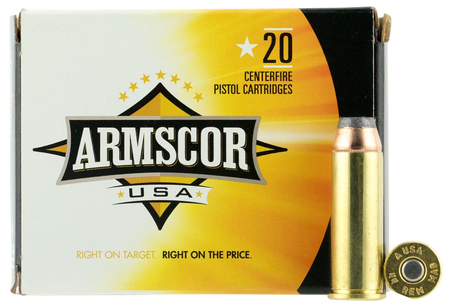 Armscor FAC44M2N .44 Rem Mag 240gr JHP Brass 20 Rounds - ARMS - JACKETED HOLLOW POINT