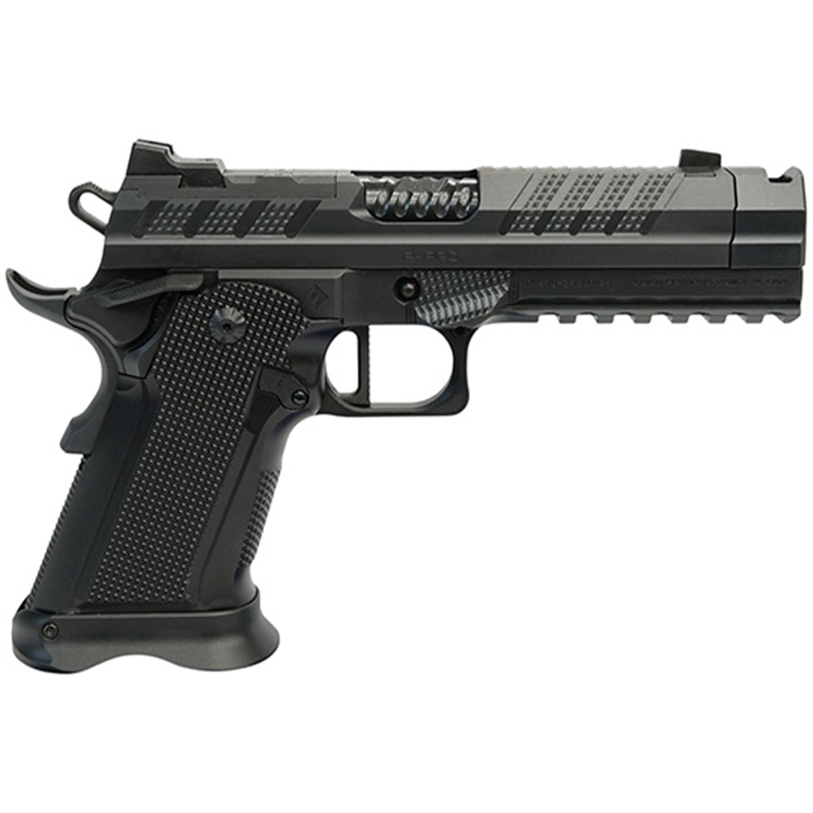 FUSION XP COMPED 4.6" BLK THUMB REST DBL STK MAG 2 GLK Mags, Tenifer & QPQ Finish, Optic Ready, Milled Trigger, Steel Frame Compensated, Thumb Rest