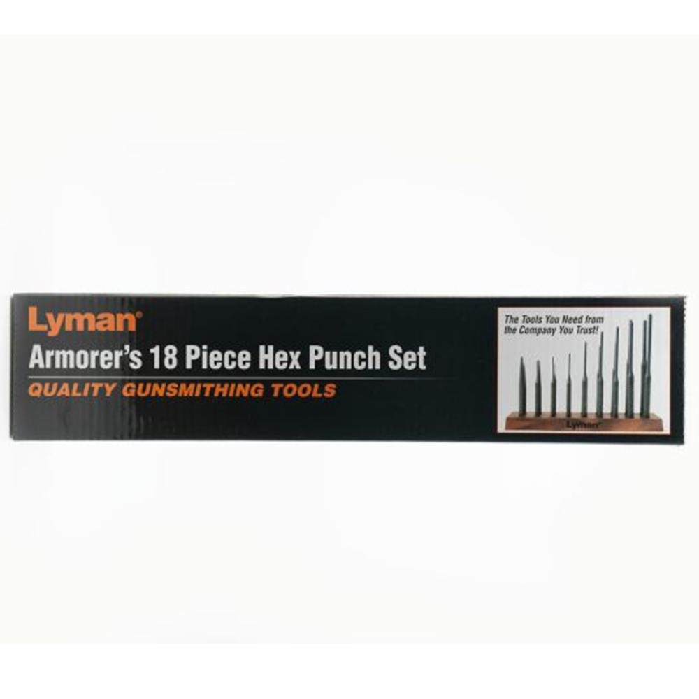Lyman 7031276 Armorer's 18-Piece Hex Punch Set with Walnut Stand - Lyman